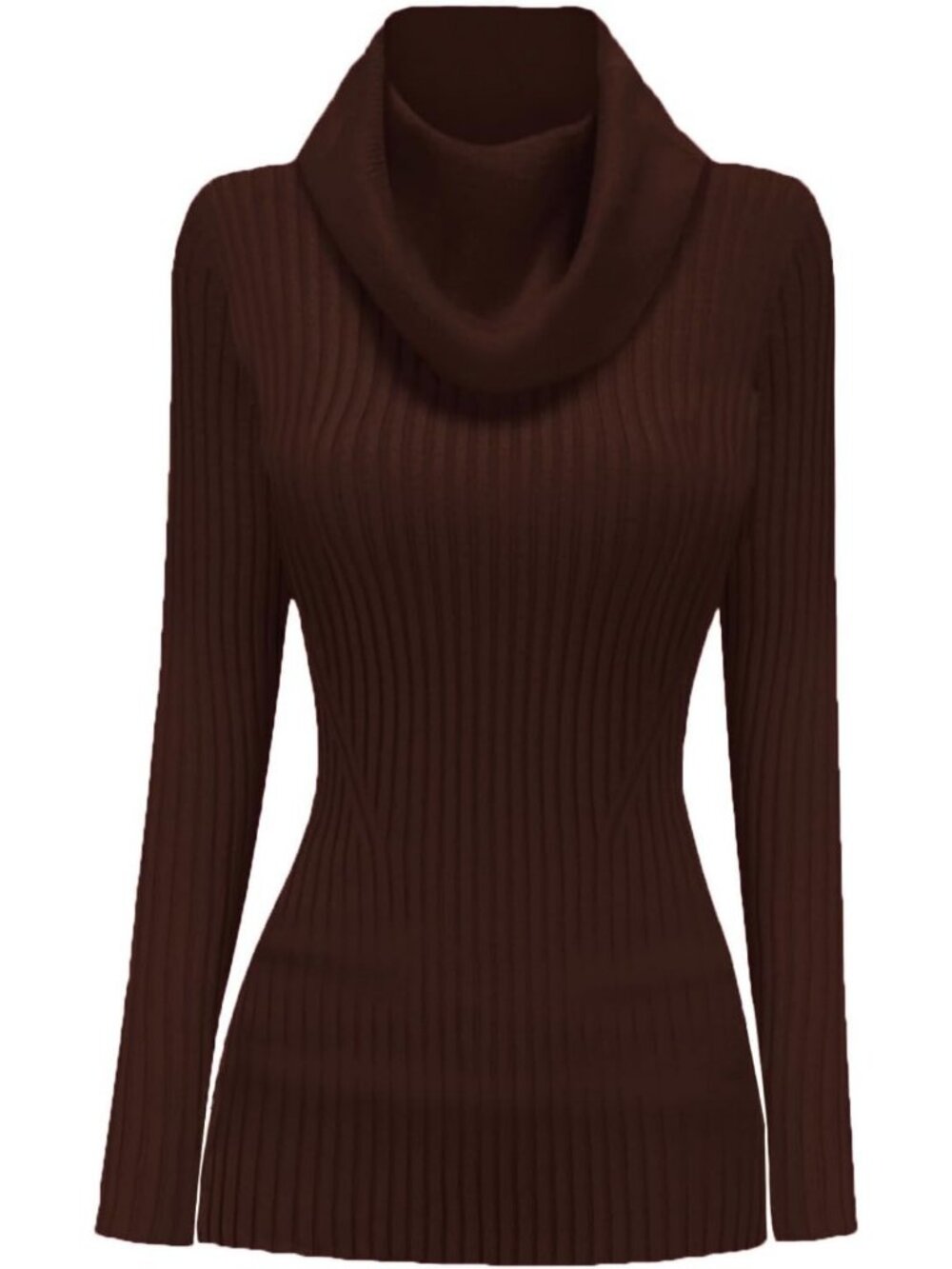 Women's Stretchy Cowl Neck Long Sleeve Slim Fit Bodycon Sweater Top